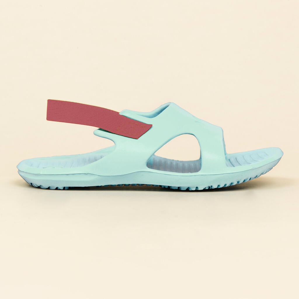 Sandalias de alberca azul verde para niños Slap 100 Basic