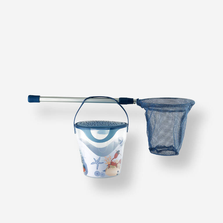 Fishing discover kit bucket and landing net - Ocean blue