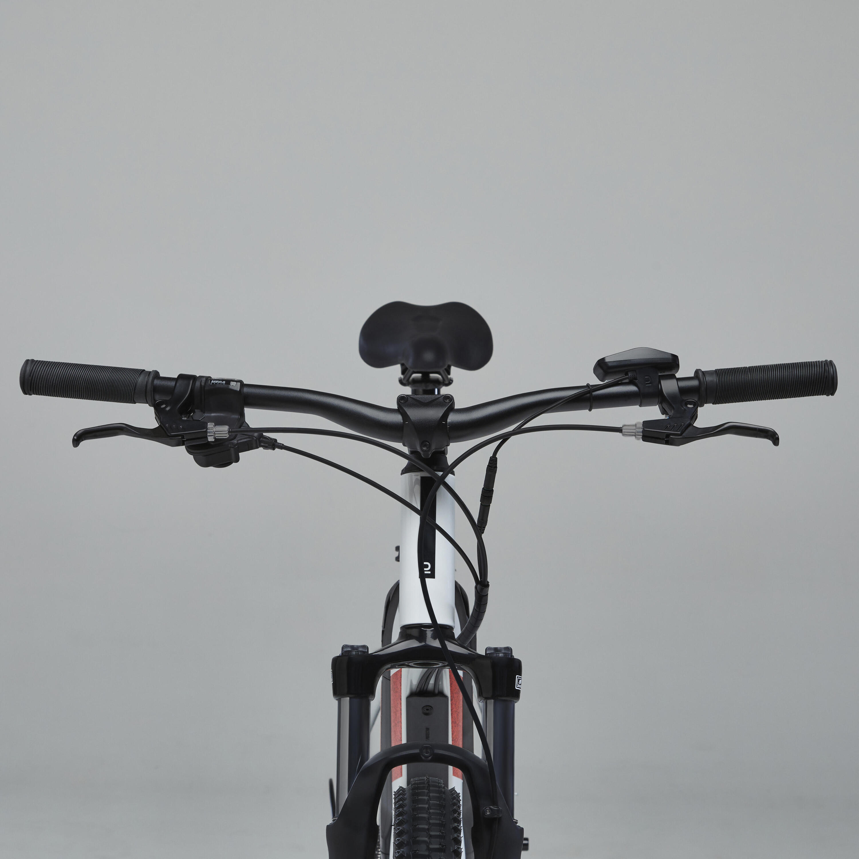 Bicicleta eléctrica MTB Rockrider E-ST 100 Blanco Rojo 27,5" 380 Wh 8/9