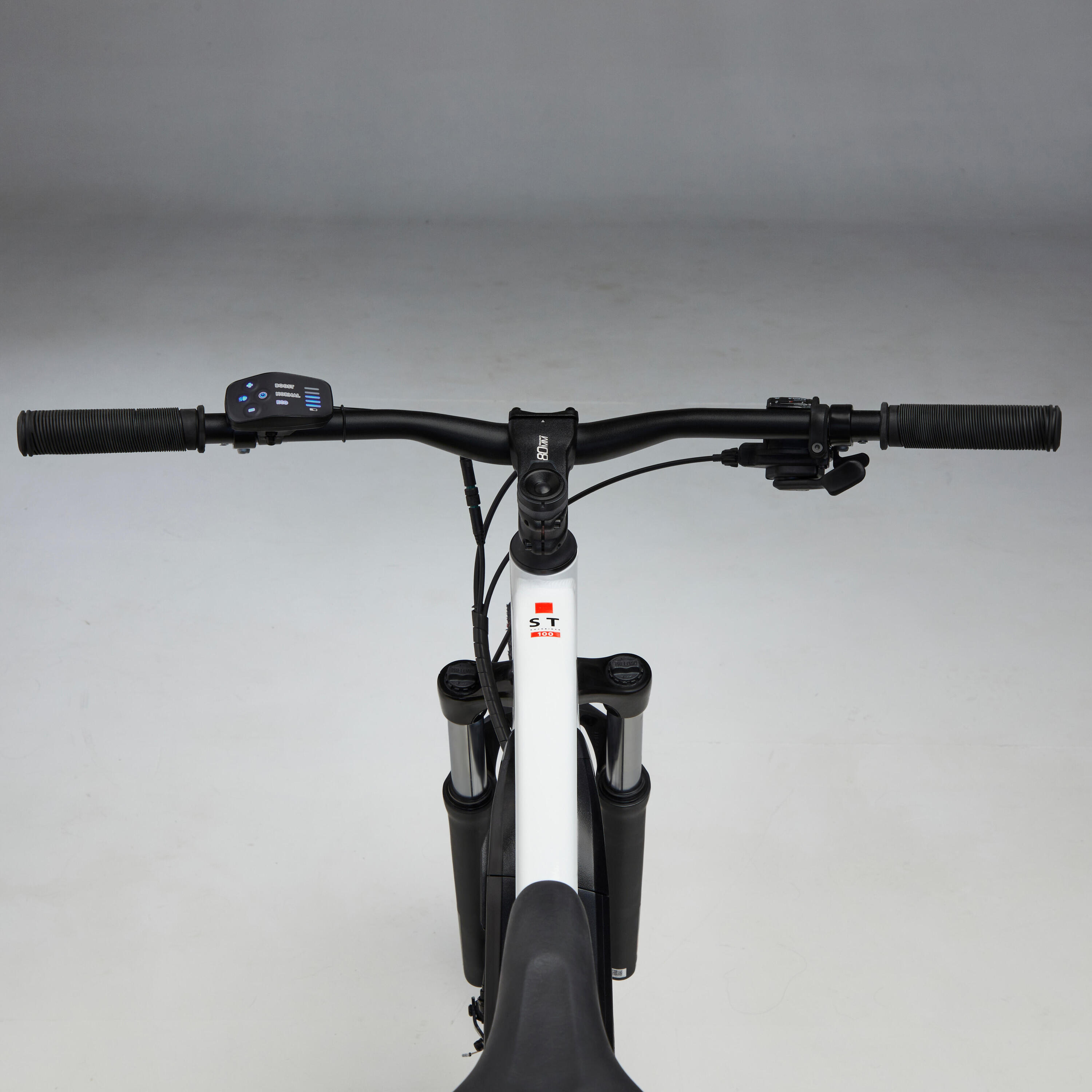 Bicicleta eléctrica MTB Rockrider E-ST 100 Blanco Rojo 27,5" 380 Wh 7/9