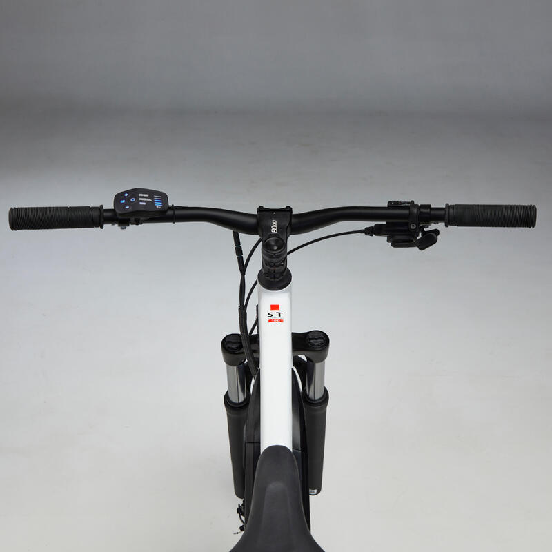 Bicicleta eléctrica MTB Rockrider E-ST 100 Blanco Rojo 27,5" 380 Wh