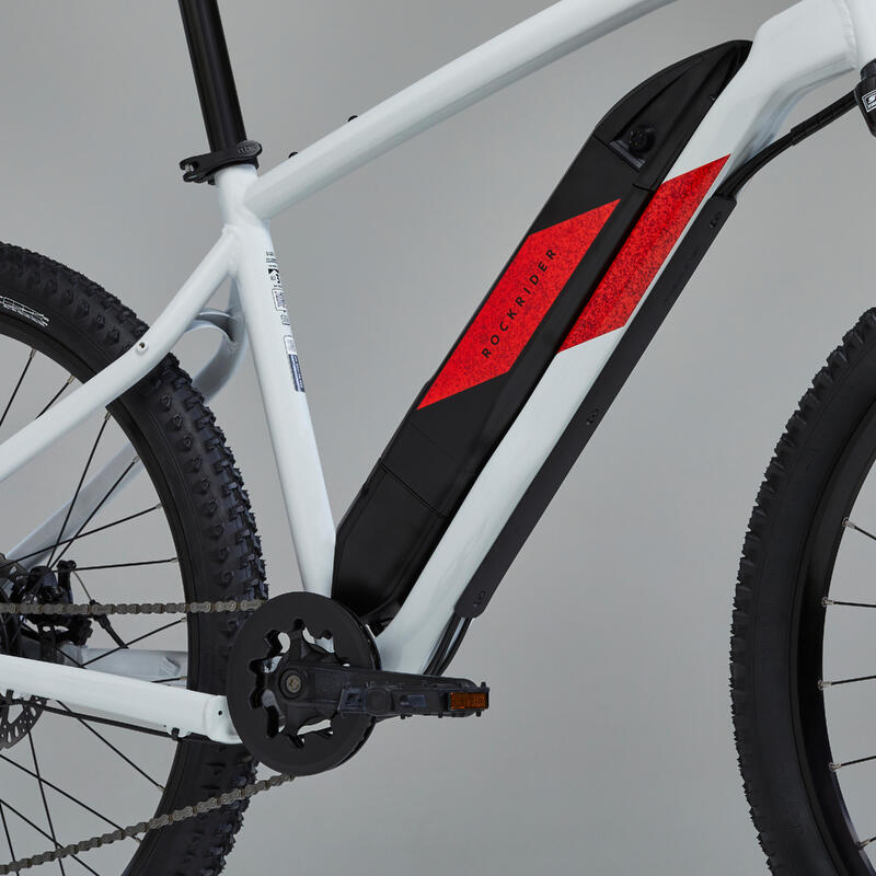 Bicicletă MTB electrică semi-rigidă 27,5" - E-ST 100 Alb-Roșu 
