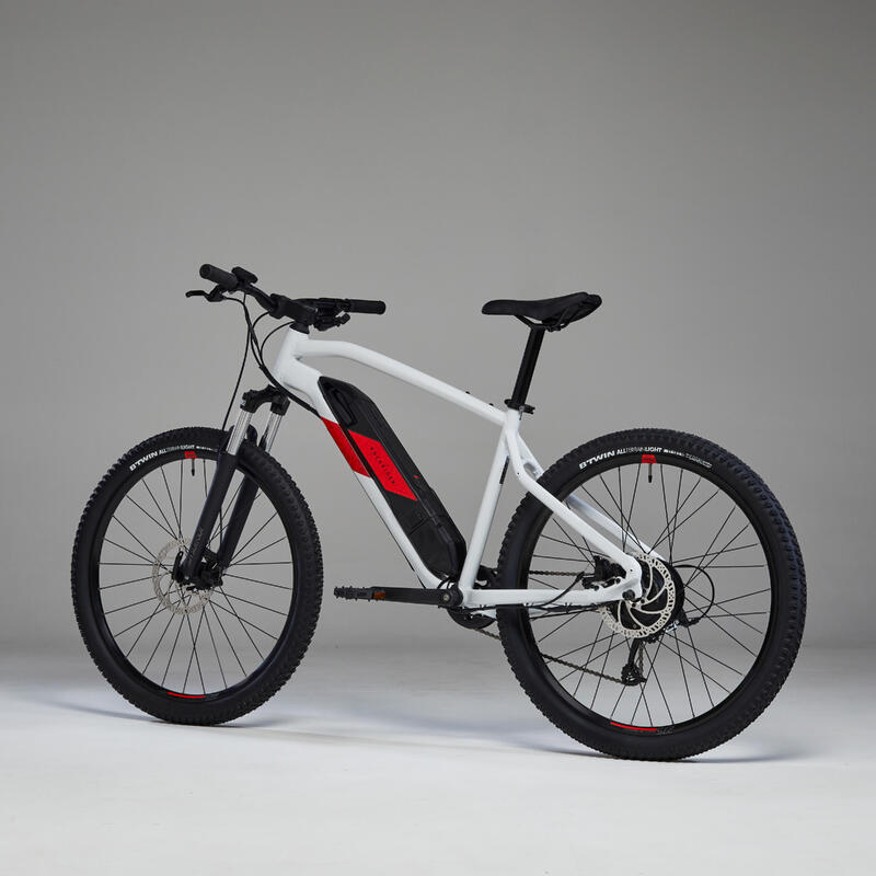 Bici Mtb elettrica a pedalata assistita uomo E-ST 100 bianco-rosso 27,5"- 380 Wh