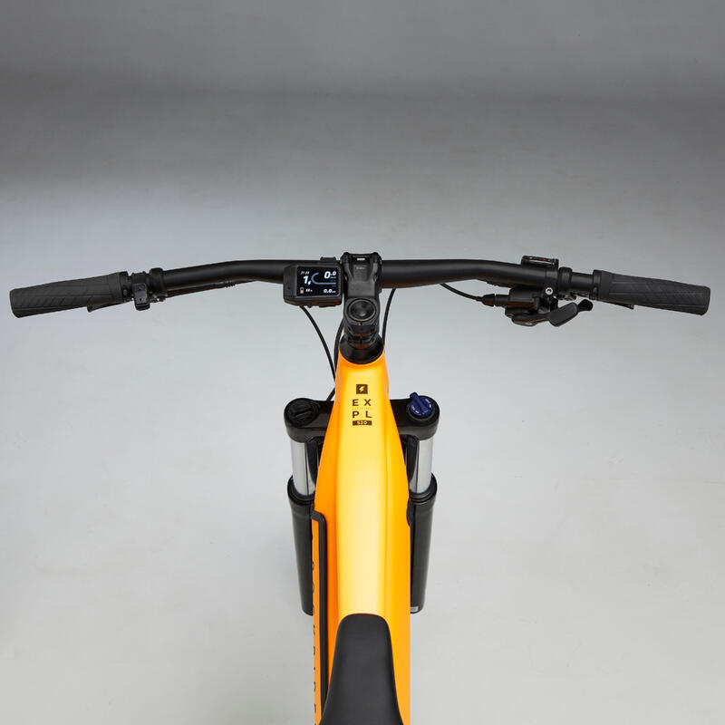 Bicicleta MTB eléctrica y semirrígida gris con amarillo ácido de 27.5  E-ST520 - Decathlon