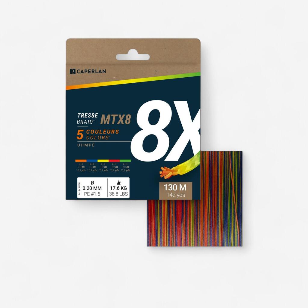 8 gijų pintas valas „MTX8 Multicolour“, jūrinei žvejybai, 300 m