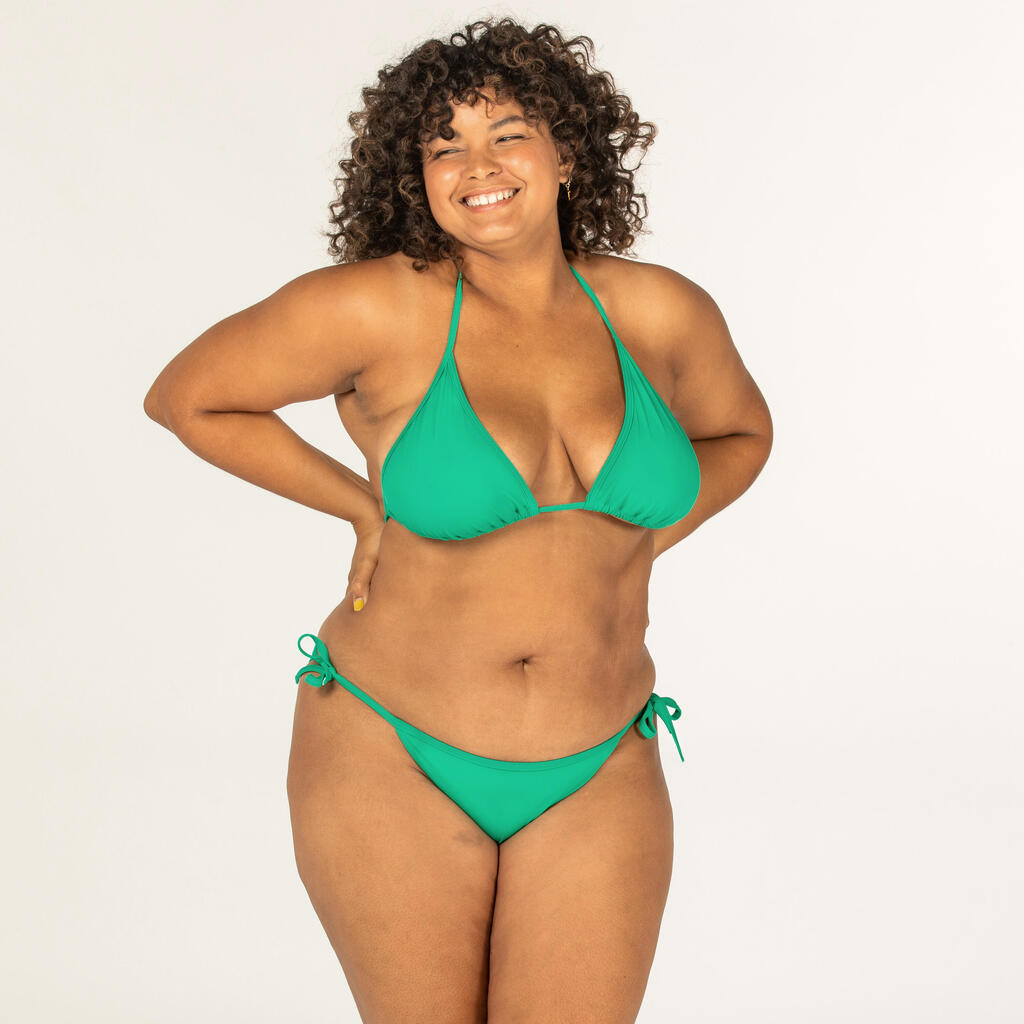 WOMEN'S PLAIN SLIDING TRIANGLE BIKINI SWIMSUIT TOP MAE GREEN