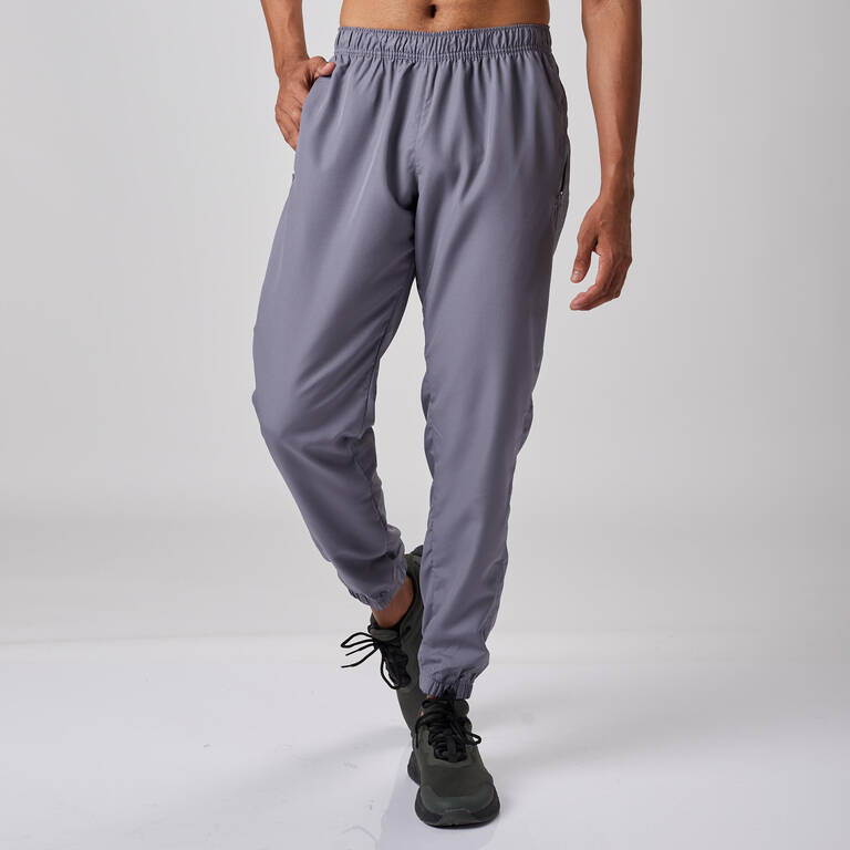 Quick Dry, Zip Pocket, Jog Fit-Mens Gym Trackpant Grey