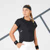 Women's Dry Crew Neck Soft Tennis T-Shirt Dry 500 - Black