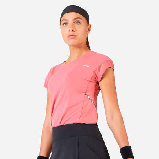 
      T-Shirt tennis col rond dry soft femme - Dry 500 rose
  