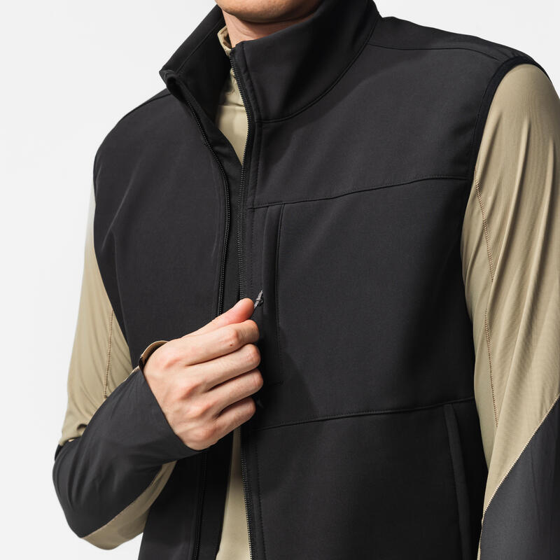 Erkek Outdoor Trekking Rüzgar Kesici Softshell Yelek - Siyah - MT100
