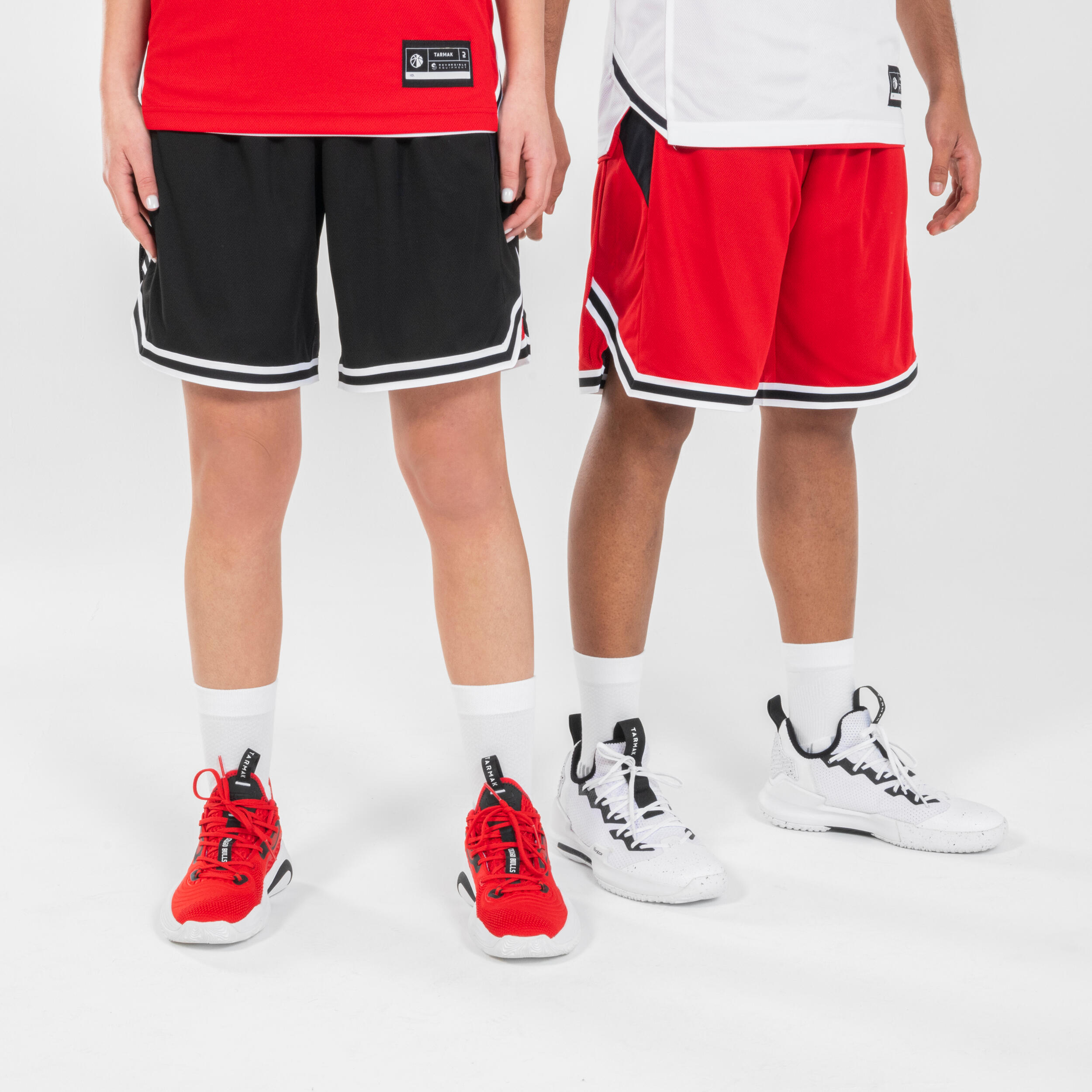 PANTALONCINI DA BASKET REVERSIBILI DA UOMO/DONNA - SH500R NERO ROSSO