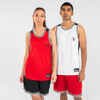 Majica bez rukava za košarku T500 dvostrana bijelo-crvena