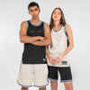 Men's/Women's Sleeveless Basketball Jersey T500 - Black/Beige
