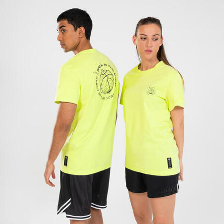 Majica kratkih rukava za košarku TS500 Signature muška/ženska - limun žuta