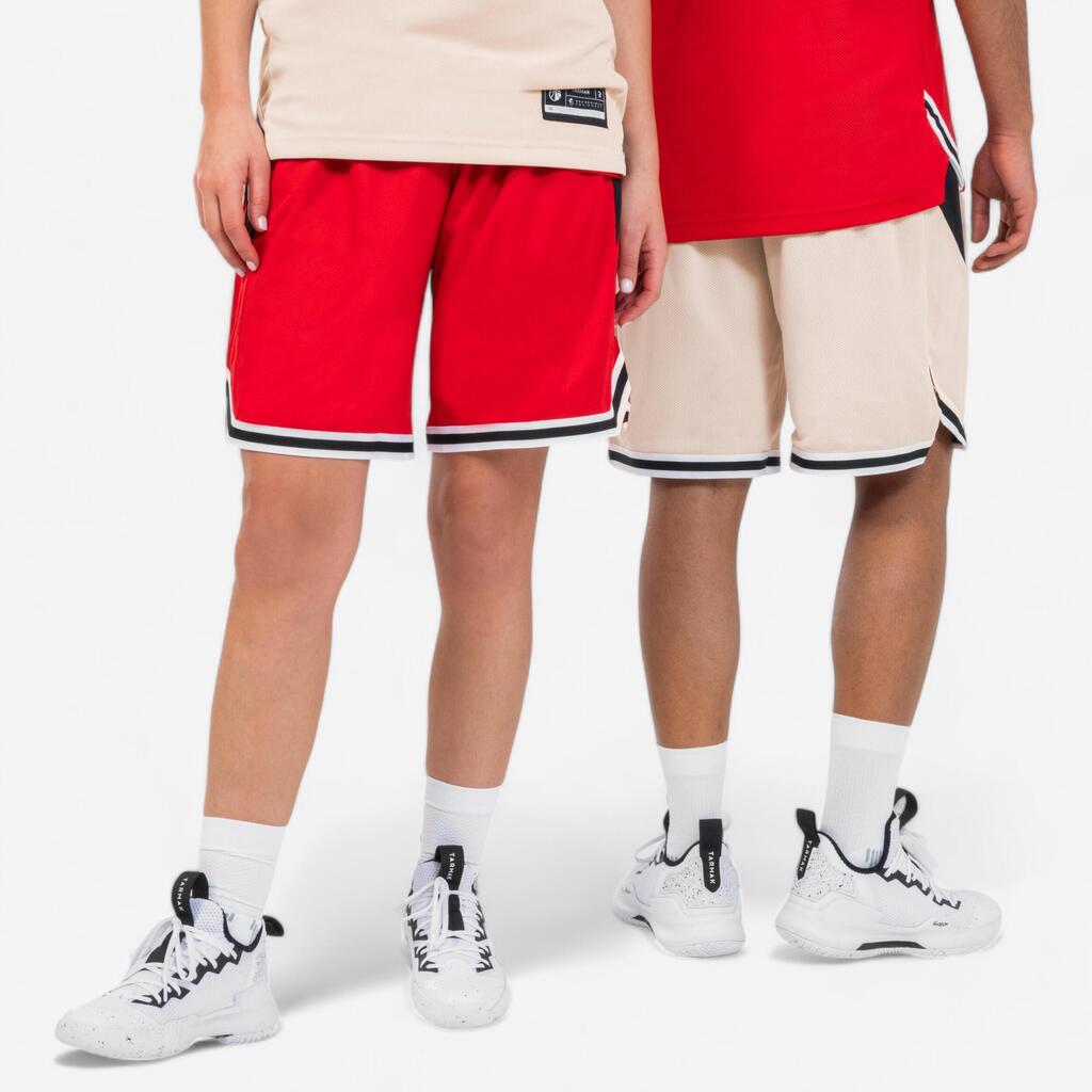 Damen/Herren Basketball Shorts wendbar - SH500R beige/schwarz