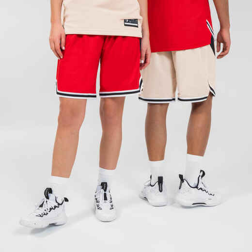 
      Basketbalové šortky SH500 obojstranné unisex červeno-béžové
  