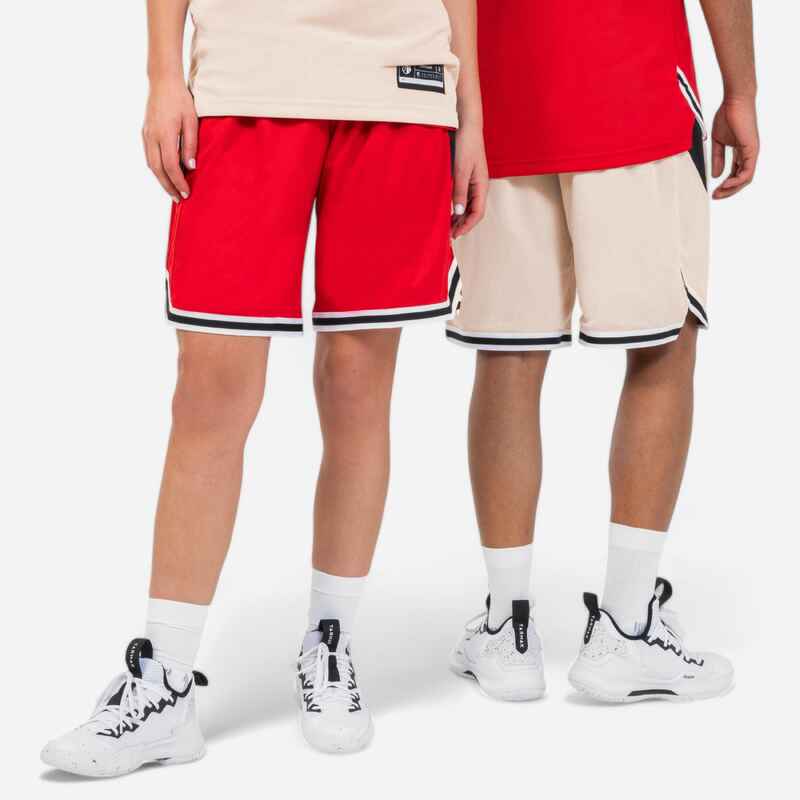 Kids' Reversible Basketball Shorts SH500 - Red/Beige