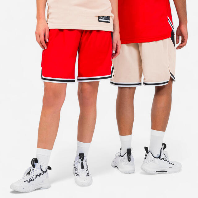 Damen/Herren Basketball Shorts wendbar - SH500 rot/beige