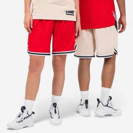 Short de Basketball reversible Adulte - SH500 rouge beige