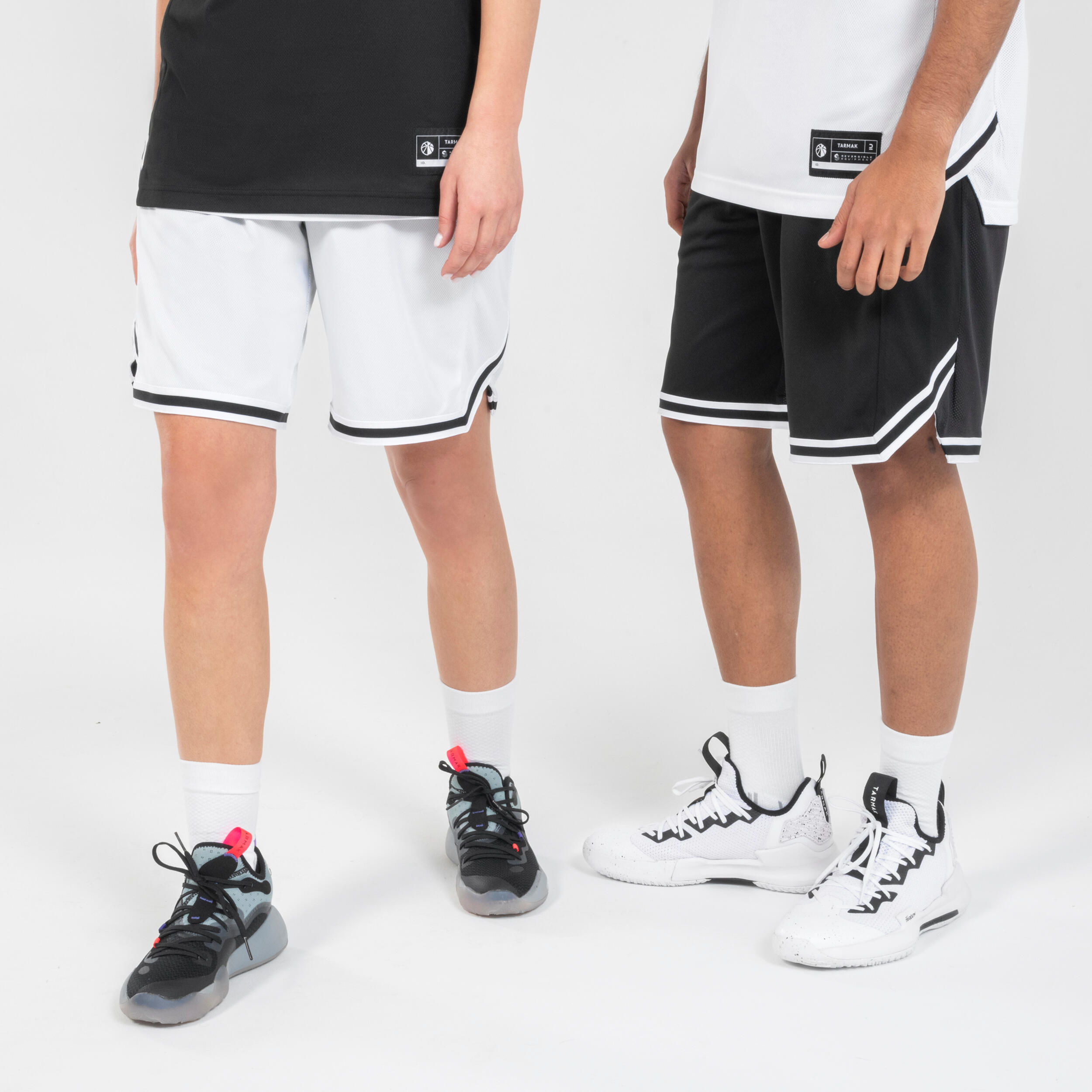 TARMAK Adult 2-Way Basketball Shorts SH500R - Black/White