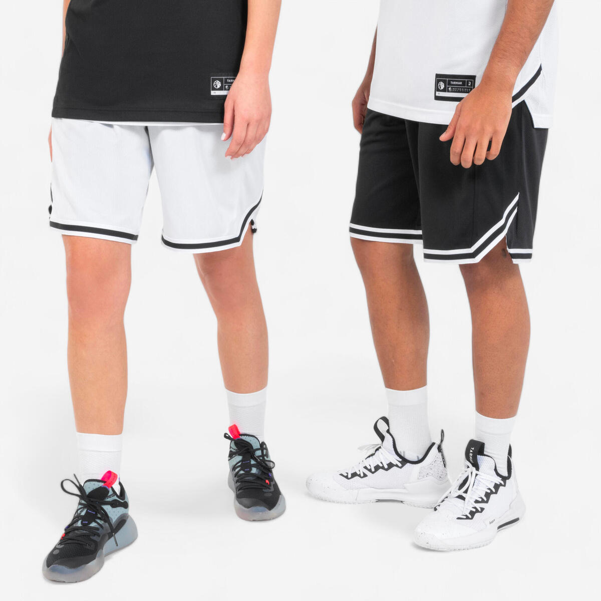 Short de Basketball reversible Adulte - SH500R Noir Blanc