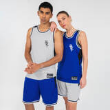 Men's/Women's Reversible Sleeveless Basketball Jersey T500 - Blue/Grey