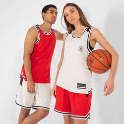 Kids' Reversible Basketball Shorts SH500 - Red/Beige