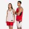 Adult 2-Way Sleeveless Basketball Jersey T500 - Red/Beige