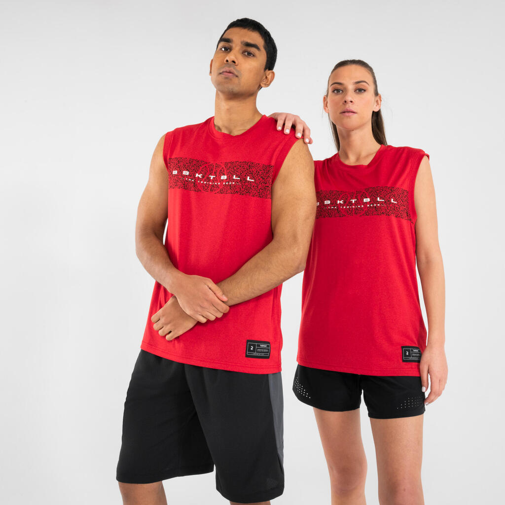 Men's/Women's Sleeveless Basketball Jersey TS500 - Red