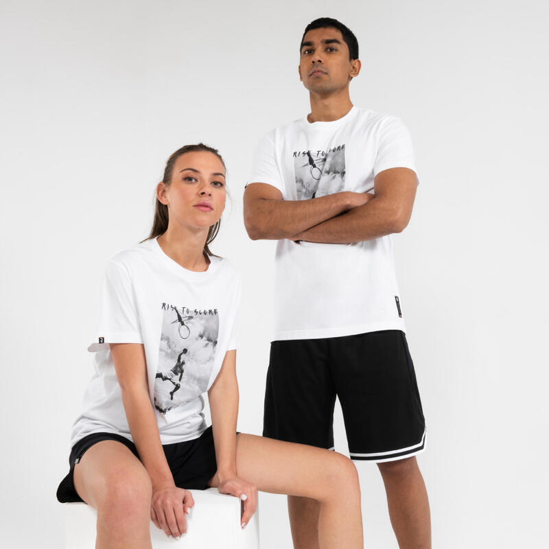 T-SHIRT / CAMISOLA DE BASQUETEBOL - TS500 SIGNATURE ADULTO BRANCO