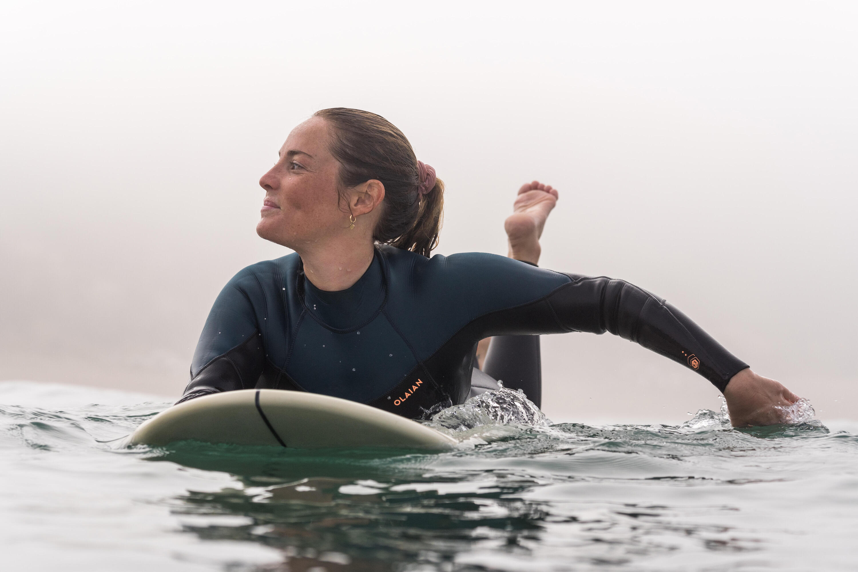 Combinaison de surf femme - 500 noir/vert 14/22