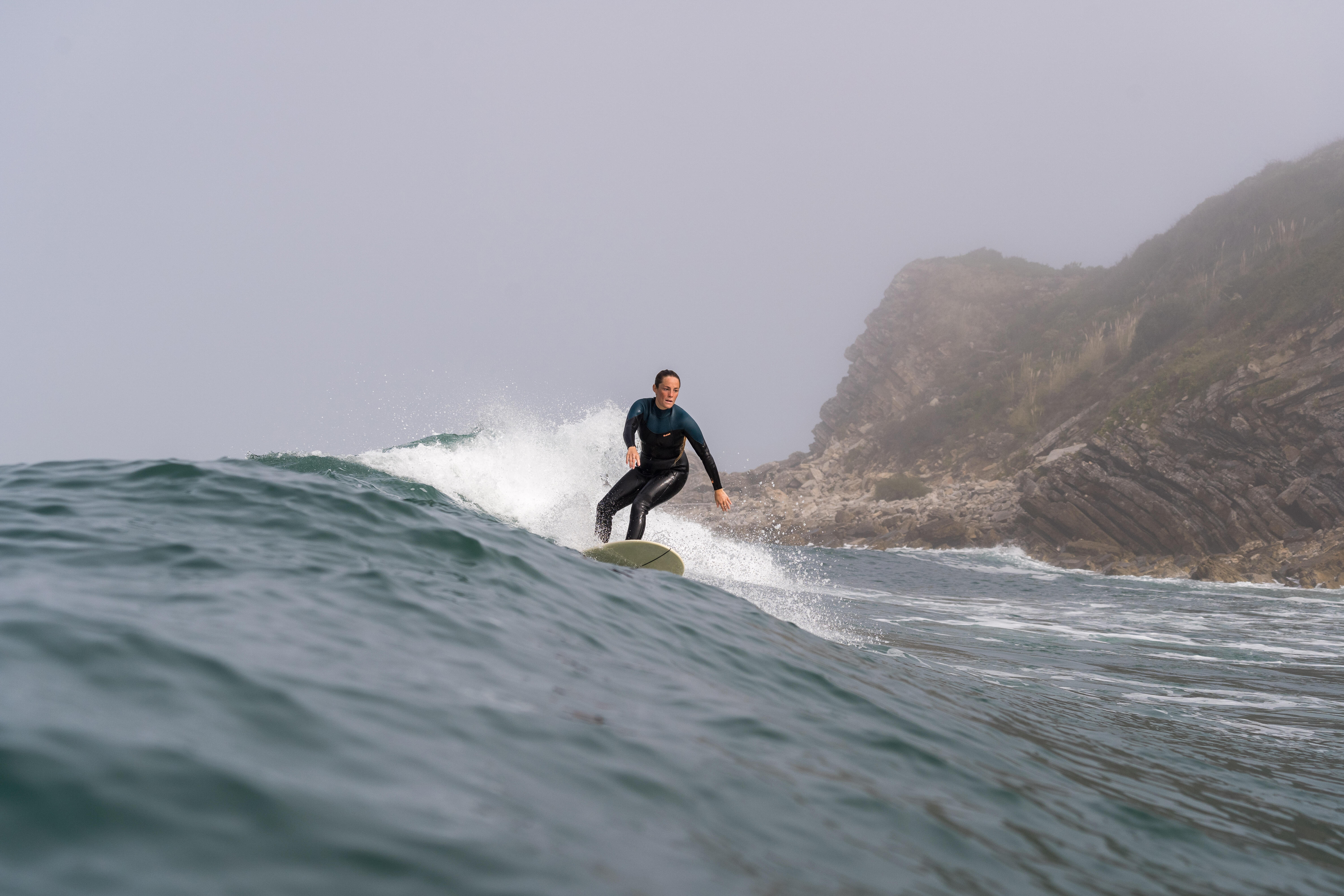 Combinaison de surf femme - 500 noir/vert - OLAIAN