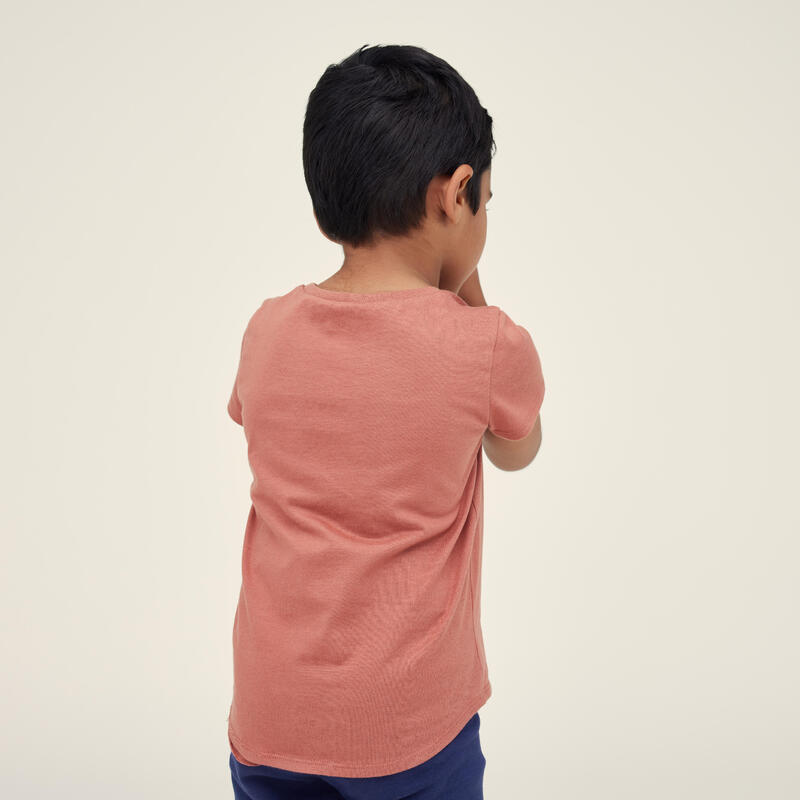 T-shirt bambino ginnastica 100 regular fit cotone terracotta da 1 a 5/6 anni