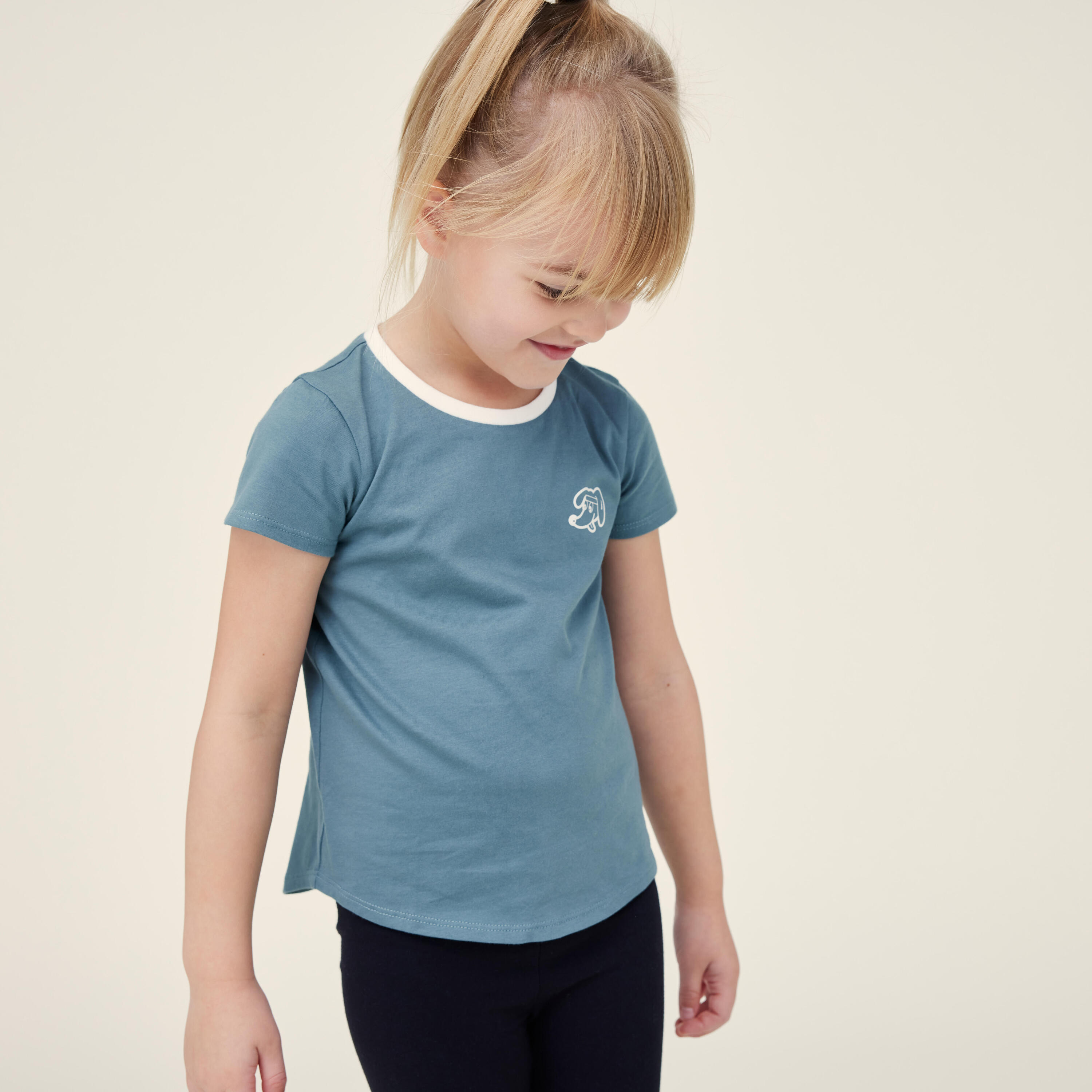 T-shirt voor peuters en kleuters katoen blauw 8/12
