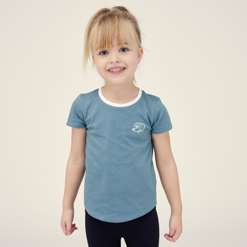 T-shirt bambino ginnastica 100 regular fit cotone azzurra da 1 a 5/6 anni