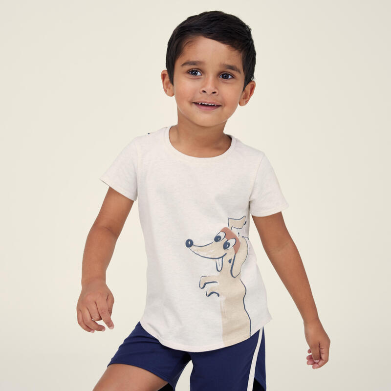 Tricou Bumbac 100 Baby Gym Bej Copii