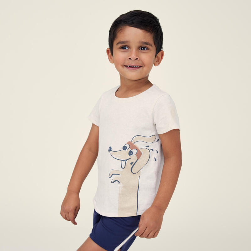 Tricou Bumbac 100 Baby Gym Bej Copii