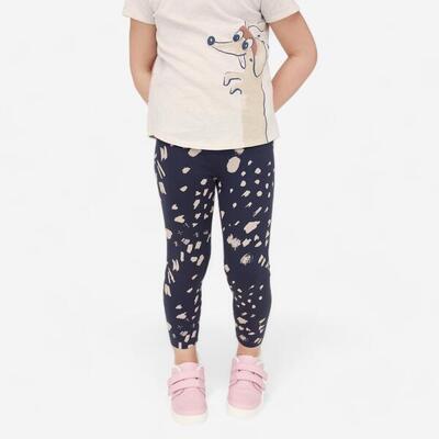 Leggings bambino ginnastica cotone nero-bianco con stampa da 1 a 5/6 anni