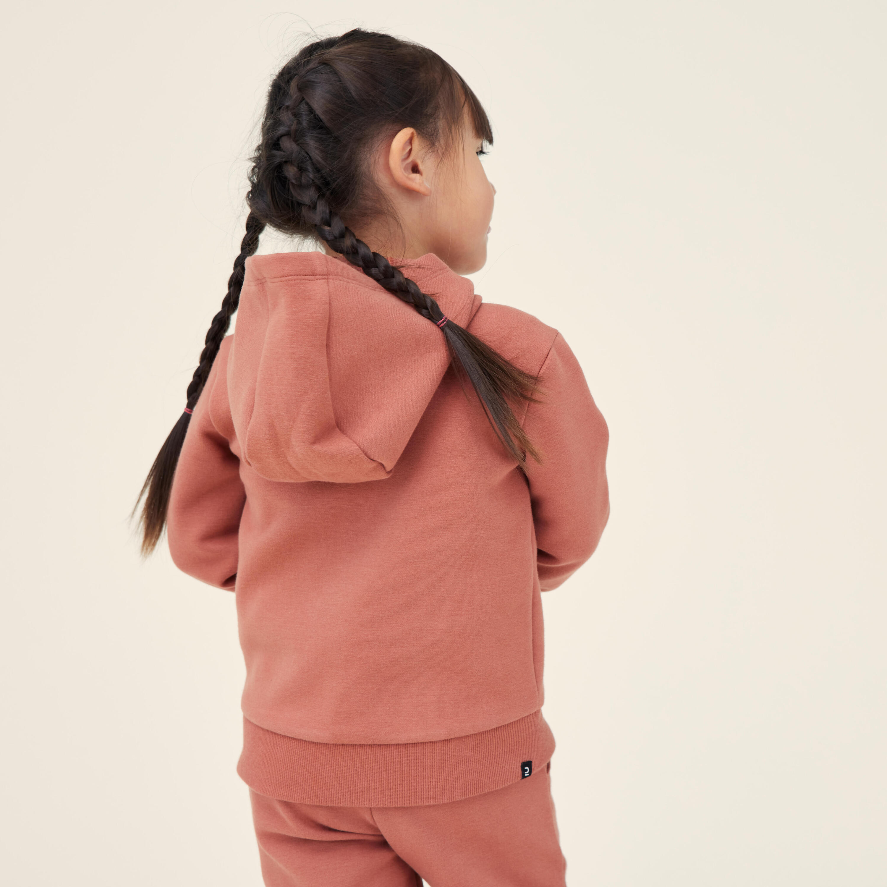 Felpa bambino ginnastica con cappuccio e zip pesante terracotta da 1 a 5/6 anni 5/8