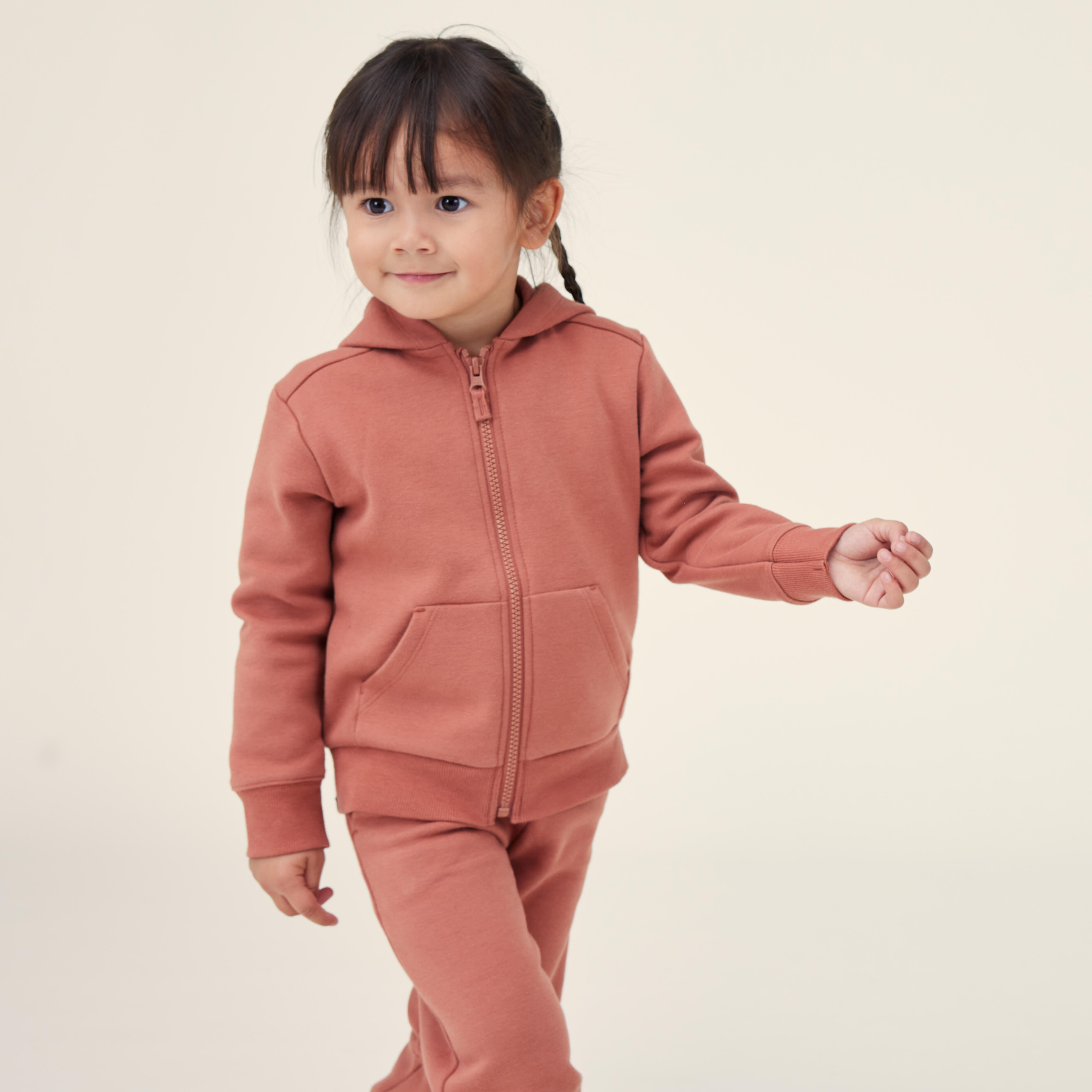 Felpa bambino con zip in terracotta