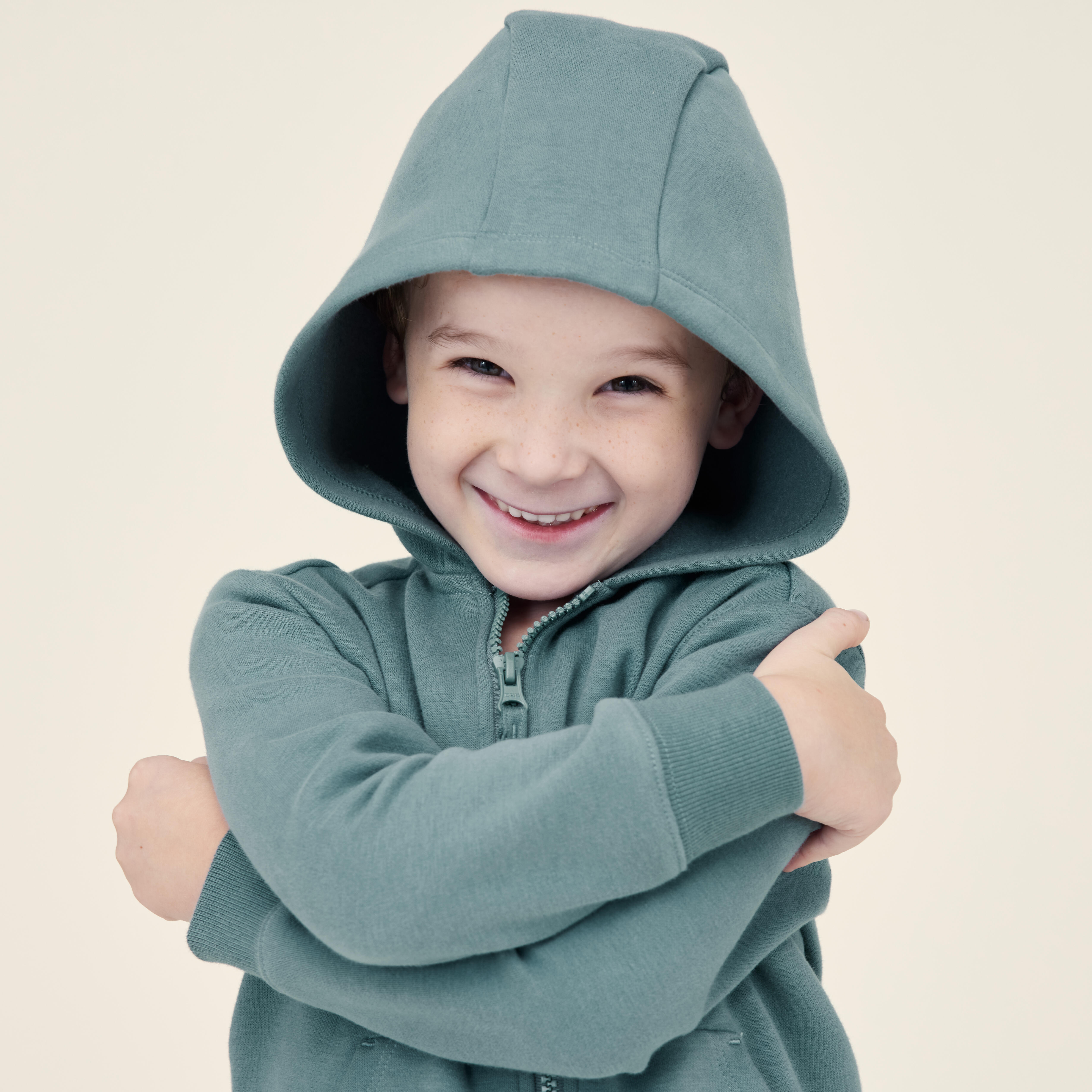 Khaki green baby zip-up sweatshirt