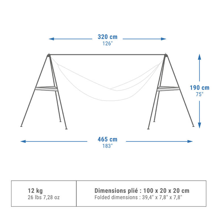 COMPACT HAMMOCK SUPPORT FOR CAMPING - Black