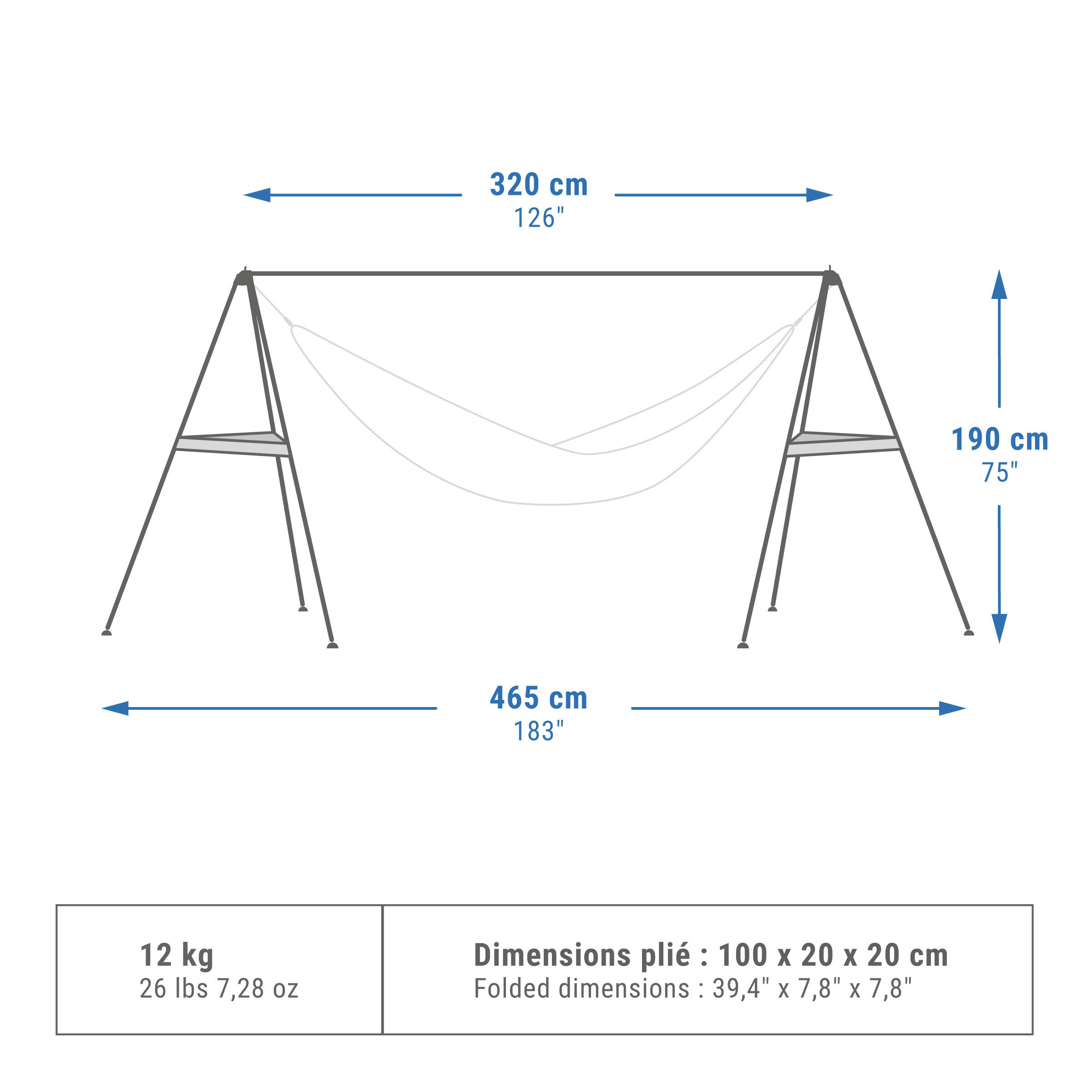 COMPACT HAMMOCK SUPPORT FOR CAMPING - Black 2/6