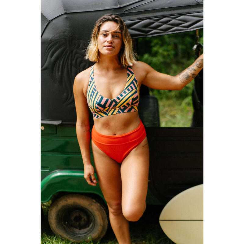 Braguita bikini Mujer surf alta moldeadora naranja