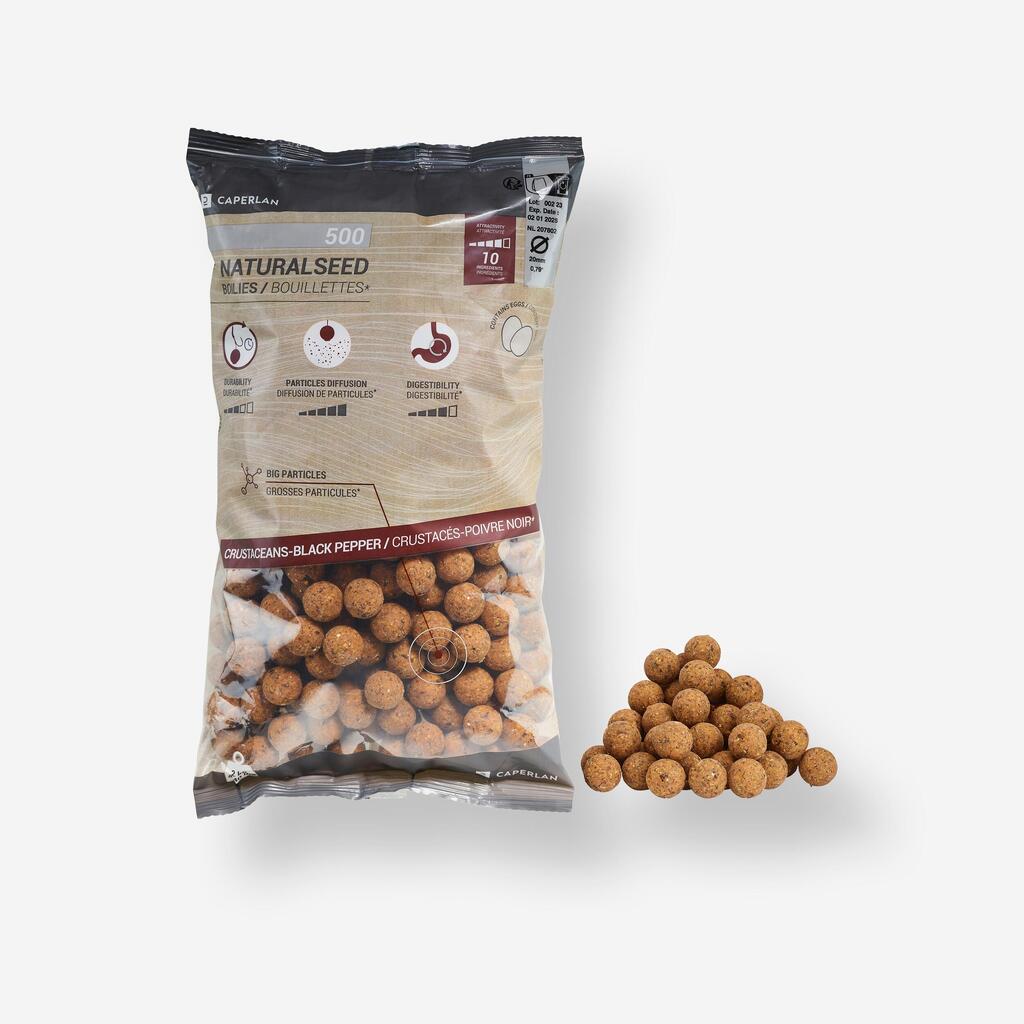 Boiliji za krapolov z okusom potočne postranice in črnega popra NATURALSEED (20 mm, 2 kg)