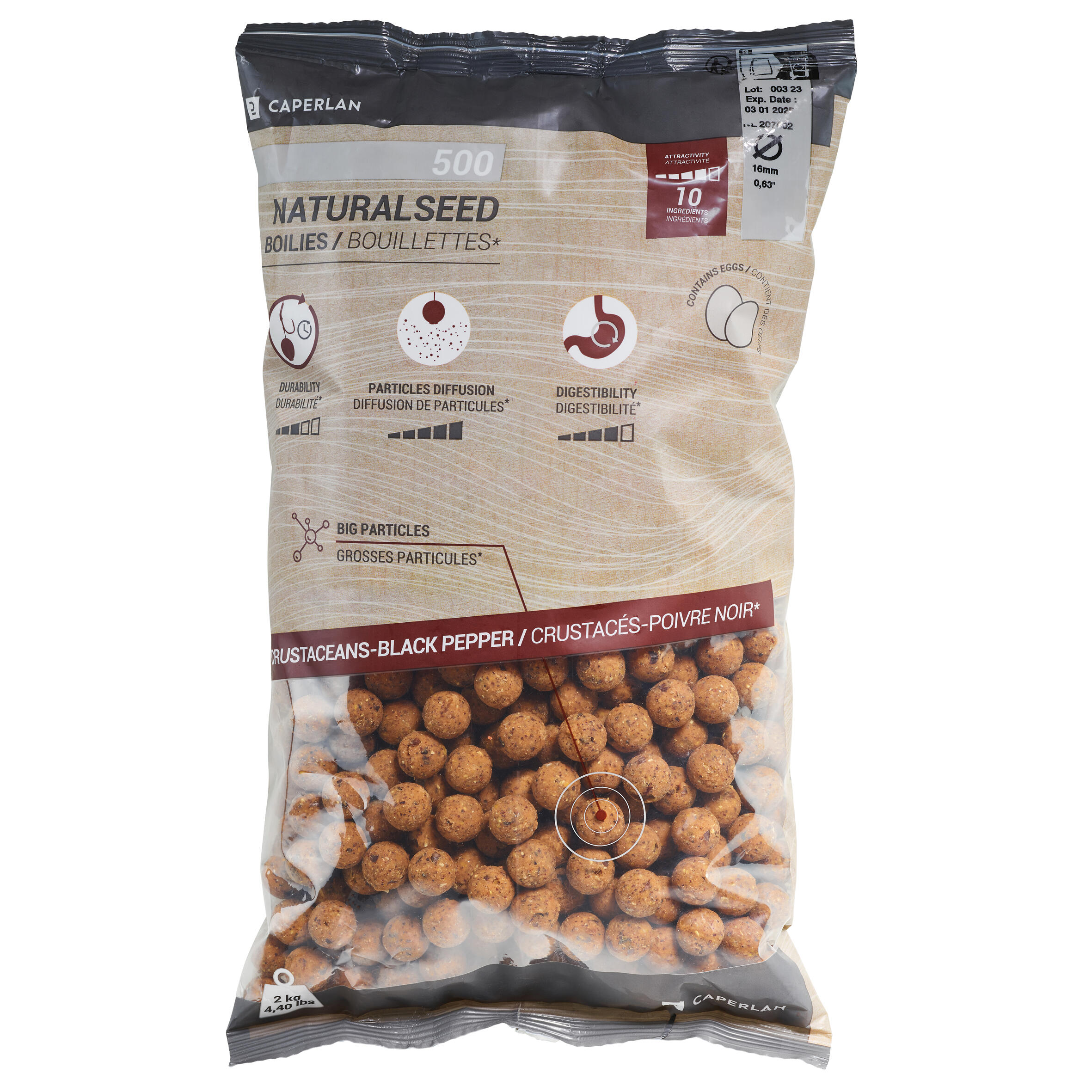 Boilies per carp fishing NATURALSEED 16mm 2kg Crustaceans-Black pepper