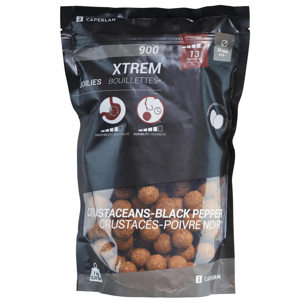 Carp Fishing Boilies 900 20 mm 1 kg - Crustaceans-Black pepper