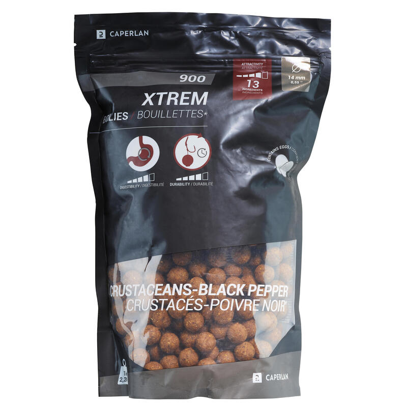 Boilies na kaprařinu Xtrem 900 14 mm 1 kg Korýši / černý pepř