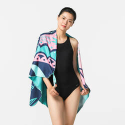 Compact Microfibre Swimming Towel with Snaps Size L 80 x 130 cm - print