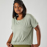 Women Gym Crop T-Shirt Loose Fit Polyester - Green